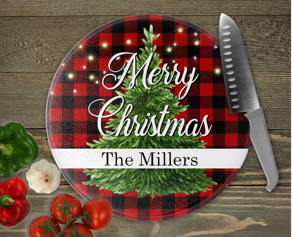 Christmas Personalized Round Cutting Board- Holiday Kitchen Decor, Christmas Party Decor, Charcuterie Board