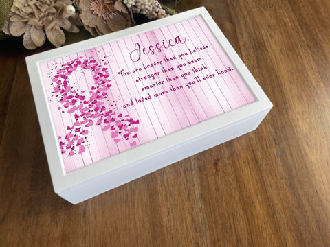 Personalized Keepsake Box with Ribbon - Breast Cancer Inspirational Gift, Pancreatic Cancer Fight Gift, Gift for Women