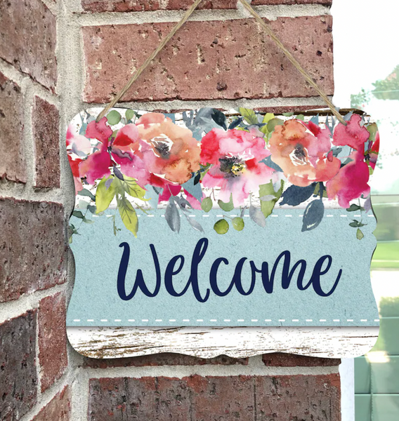 Floral Welcome Door Sign