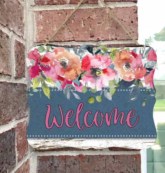 Floral Welcome Door Sign