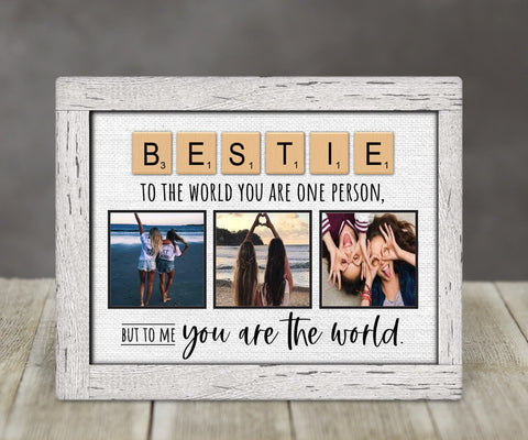 Scrabble Tile Photo Frame For Bestie - Sweet Gift Idea Friend, Birthday Gift For Best Friend, Christmas Gift Idea