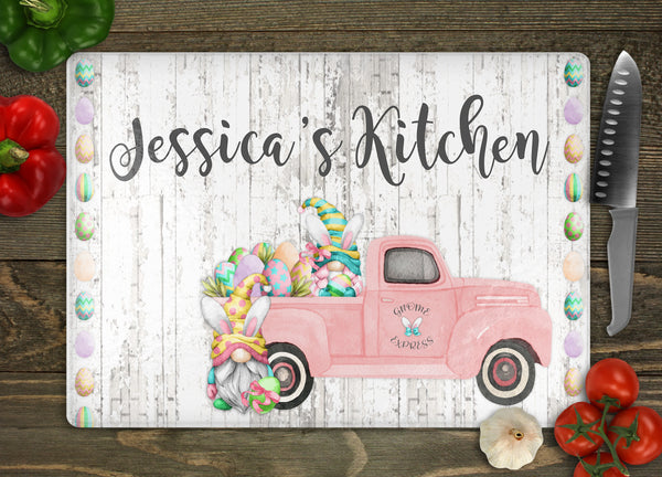 Personalized Red County Truck Easter Cutting Board | Easter Kitchen Decor | Easter Gift Her