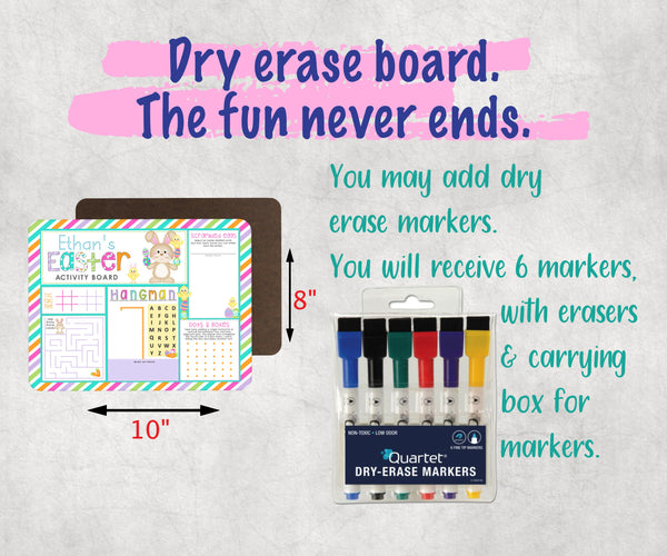 Personalized Easter Activity Dry Erase Board | Easter Basket Filler | Easter Gift Boys & Girls