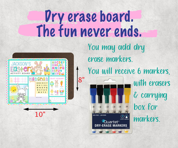 Personalized Easter Activity Dry Erase Board | Easter Basket Stuffer | Easter Gift Boys & Girls