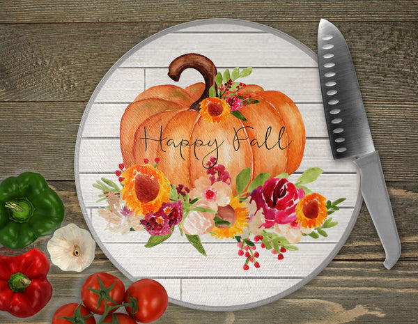 Personalized Fall Glass Cutting Board - Pumpkin Cutting Board, Fall Kitchen Decor, Holiday Party Decor