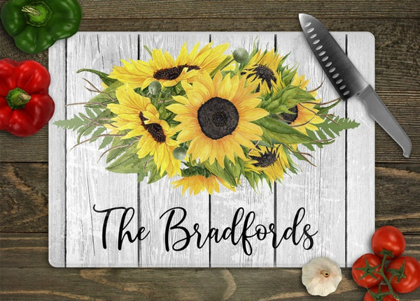 Personalized Sunflower Bouquet Cutting Board