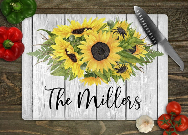 Personalized Sunflower Bouquet Cutting Board