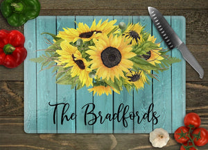 Personalized Sunflower Bouquet Cutting Board