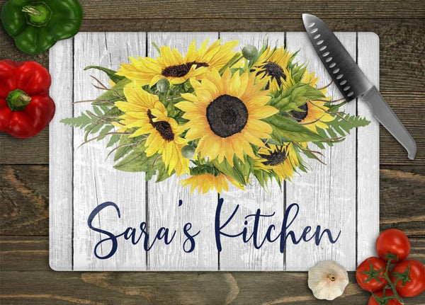 Personalized Sunflower Bouquet Cutting Board