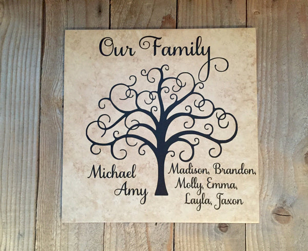 12x12 Family Tree Personalized Tile