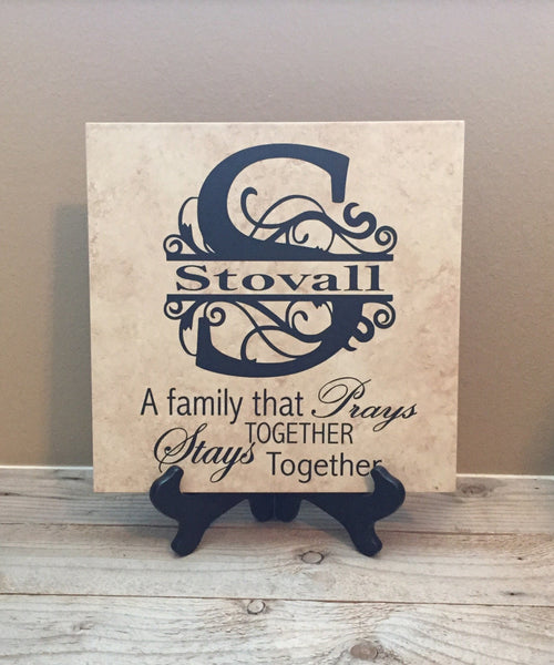 12x12 Family That Prays Together Personalized Tile