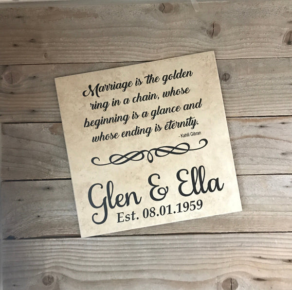 12x12 Marriage Quote Personalized Tile