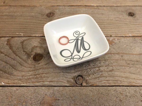 Personalized Script Initial Jewelry Dish