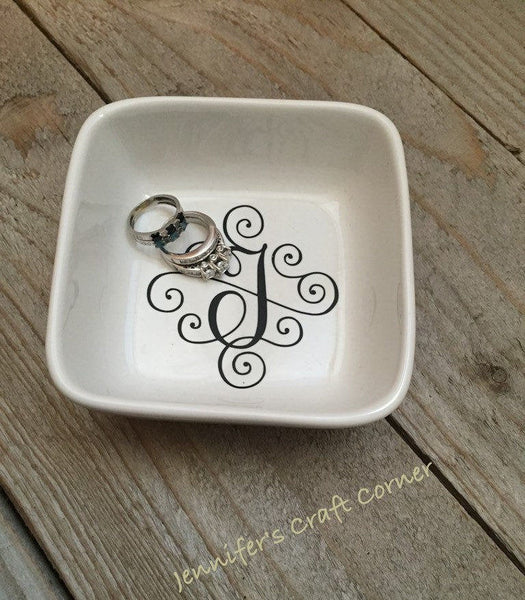 Single Initial Personalized Jewelry Dish