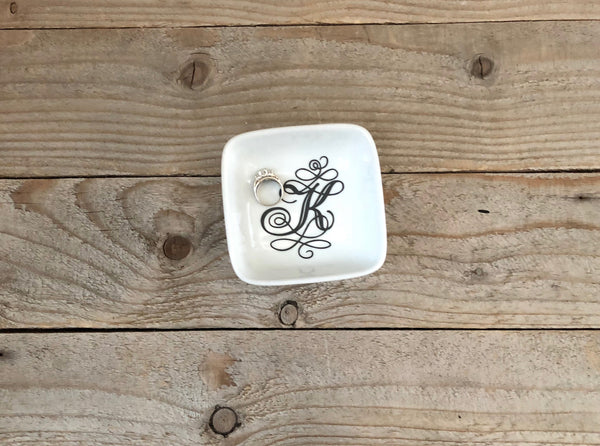 Personalized Script Initial Jewelry Dish