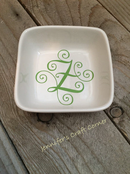 Single Initial Personalized Jewelry Dish