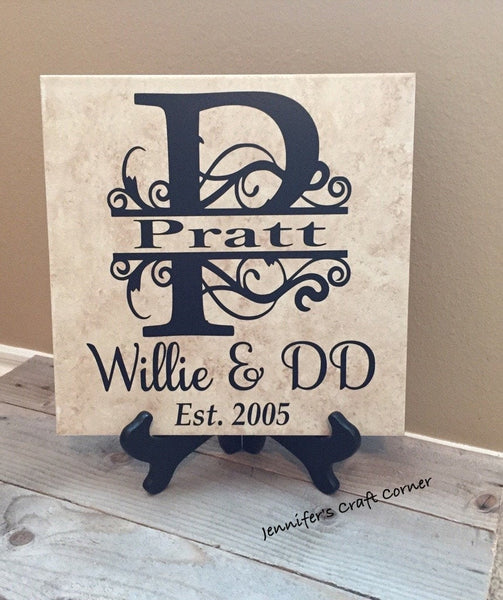 12x12 Decorative Family Name Personalized Tile