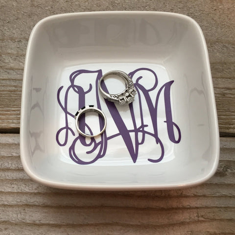 Monogrammed Initials Jewelry Dish