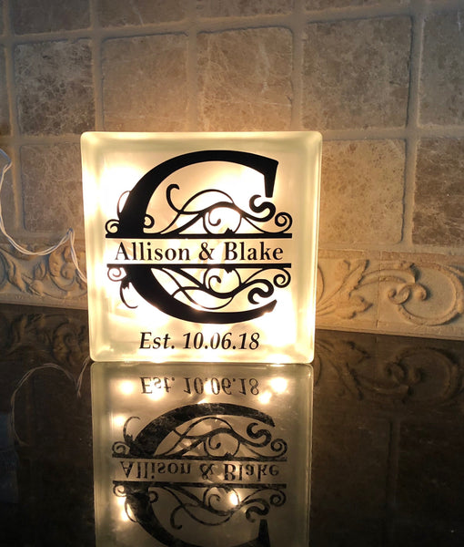 Monogram with Name Personalized Light- Wedding Gift Couples, Kitchen & Entry Decor, Anniversary Gift Idea