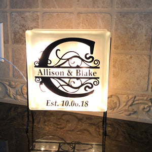 Monogram with Name Personalized Light- Wedding Gift Couples, Kitchen & Entry Decor, Anniversary Gift Idea
