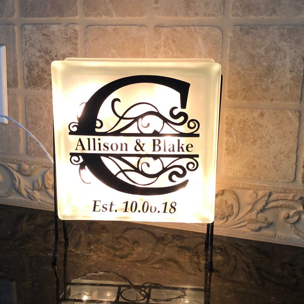 Monogram with Name Personalized Light- Wedding Gift Couples, Kitchen & Entry Decor, Anniversary Gift Idea