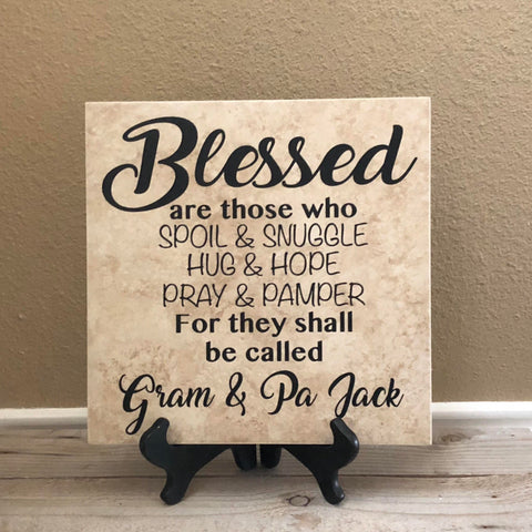 12x12 Blessed Are Those Personalized Tile for Grandparents