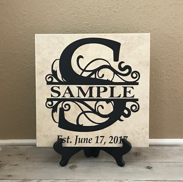 12x12 Name and Initial Monogram Personalized Tile