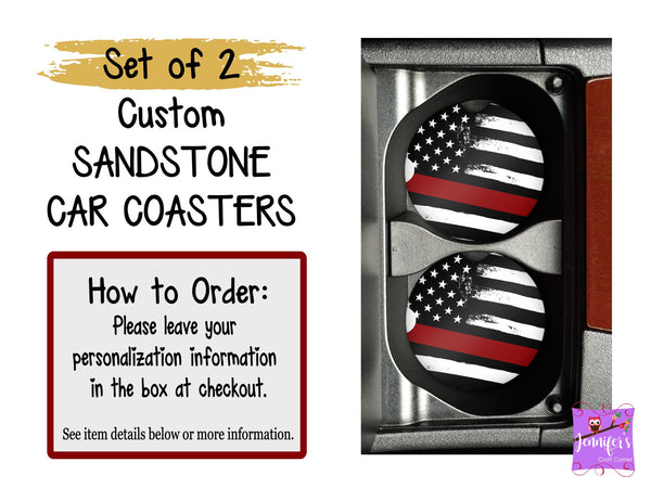 Thin Red Line Car Coaster Set