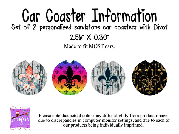 Fleur De Lis Car Coaster Set