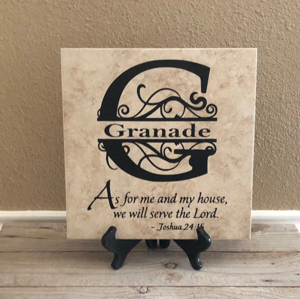 12x12 Joshua 24:15 Personalized Tile