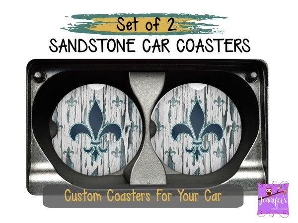 Fleur De Lis Car Coaster Set