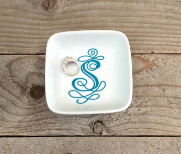 Personalized Script Initial Jewelry Dish