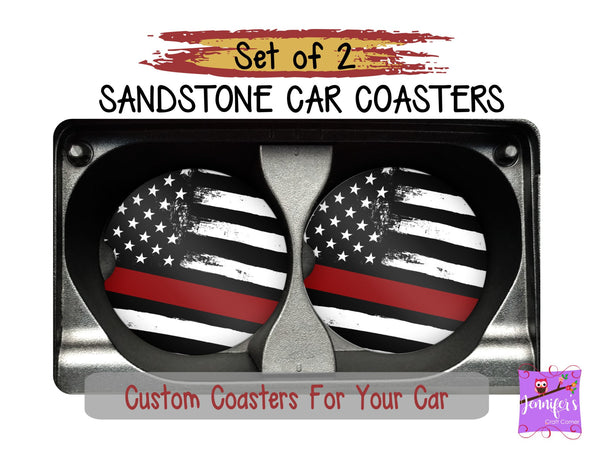 Thin Red Line Car Coaster Set