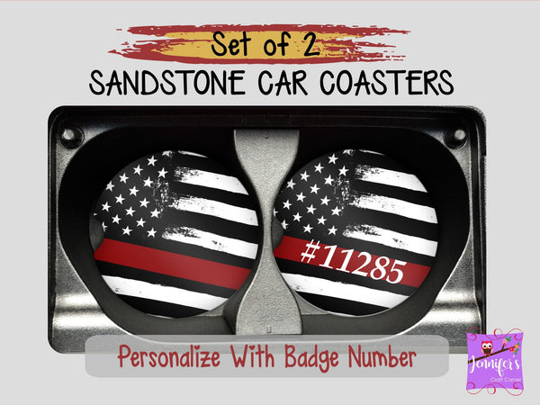 Thin Red Line Car Coaster Set