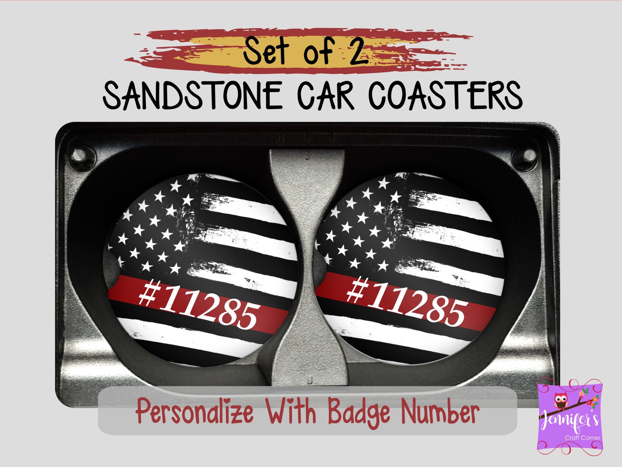 Thin Red Line Car Coaster Set