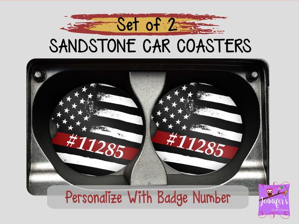 Thin Red Line Car Coaster Set