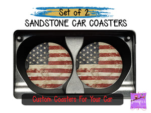 American Flag Car Coaster Set