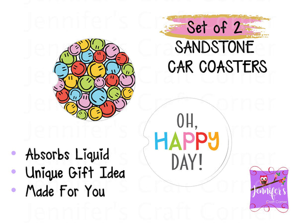 Oh Happy Day Car Coasters