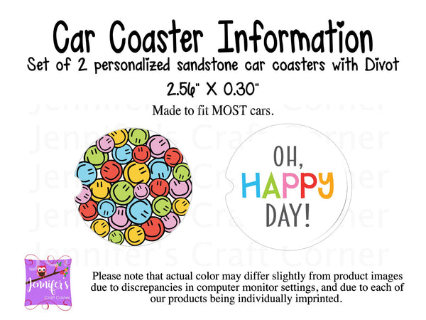 Oh Happy Day Car Coasters