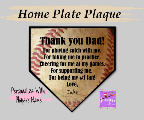 Home Plate Baseball Dad Plaque