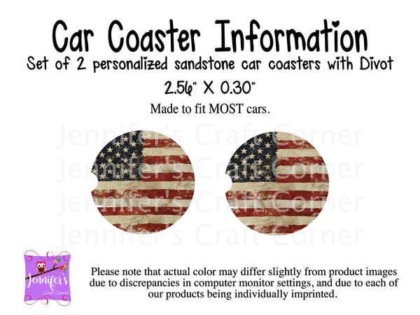 American Flag Car Coaster Set