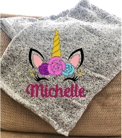 Unicorn Personalized Throw Blanket