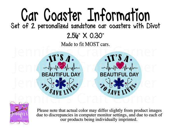 Save Lives Car Coaster Set