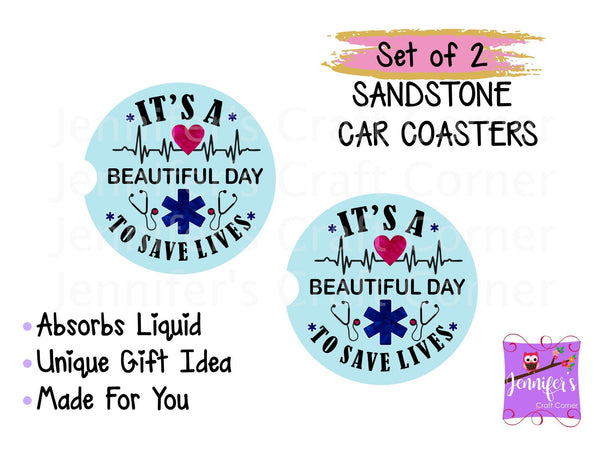 Save Lives Car Coaster Set