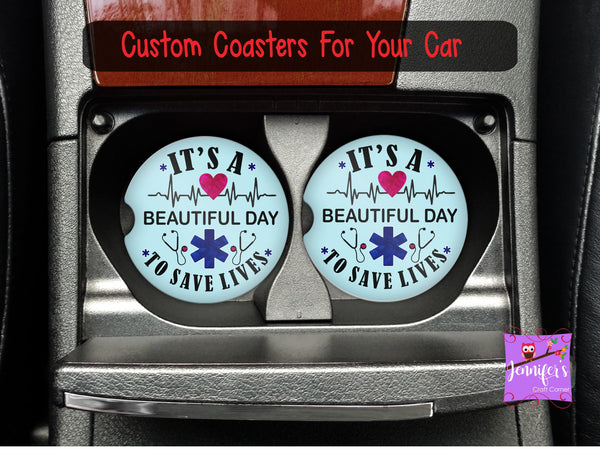 Save Lives Car Coaster Set