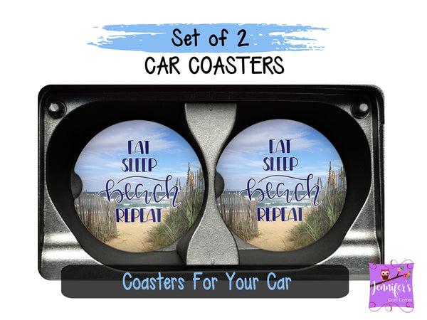 Beach Personalized Car Coaster Set