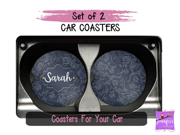 Monogrammed Car Coaster Set