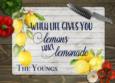 Lemonade Personalized Glass Cutting Board