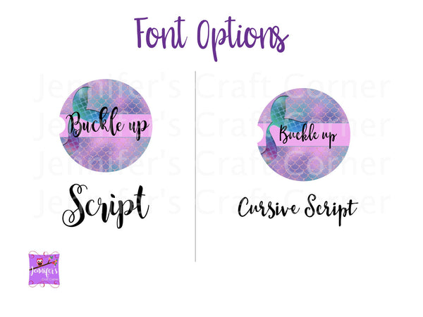 Buckle up Buttercup Mermaid Car Coaster Set