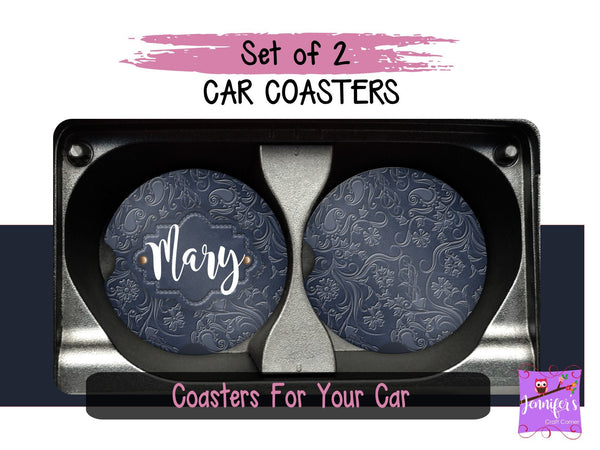 Monogrammed Car Coaster Set